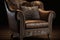 stunning brown leather chair with nail head trim and elegant crystal accents