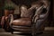 stunning brown leather chair with nail head trim and elegant crystal accents