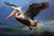 Stunning Brown pelican diving. Generate Ai