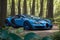A stunning Bugatti Veyron supercar metallic blue paint glistening in the sunlight generative by AI