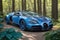 A stunning Bugatti Veyron supercar metallic blue paint glistening in the sunlight generative by AI