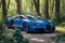 A stunning Bugatti Veyron supercar metallic blue paint glistening in the sunlight generative by AI