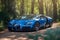 A stunning Bugatti Veyron supercar metallic blue paint glistening in the sunlight generative by AI