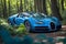 A stunning Bugatti Veyron supercar metallic blue paint glistening in the sunlight generative by AI