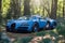 A stunning Bugatti Veyron supercar metallic blue paint glistening in the sunlight generative by AI