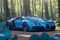 A stunning Bugatti Veyron supercar metallic blue paint glistening in the sunlight generative by AI