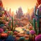 Stunning Cactus Garden with Colorful Gemstones