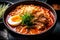 Stunning capture of a spicy kimchi ramen bowl topped with tender slices of pork, bean sprouts, and a boiled egg