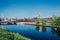 Stunning cityscape of Malmo, Sweden with a brilliant blue sky and towering buildings