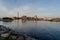 Stunning cityscape of Malmo, Sweden with a brilliant blue sky and towering buildings