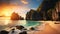 Stunning Cliff Image Of Palawan\\\'s Beach At Golden Hour