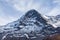 Stunning close up view of famous Eiger north face of Swiss Alps, Switzerland