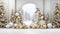 a stunning collection of Christmas decorations in glittering gold and silver hues. Set against a pristine white
