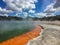 The stunning coloured geo thermal pools with steam at Wai-O-Tapu just outside of Rotorua, New Zealand