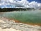 The stunning coloured geo thermal pools with steam at Wai-O-Tapu just outside of Rotorua, New Zealand