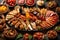 A stunning composition of a platter of assorted tapas, showcasing the variety of small, flavorful Spanish dishes in high-