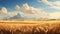 Stunning Concept Art Hyper-detailed Field With Wheat And Mountains