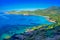 Stunning Corsica coastline with sandy beach and tourquise water, Corsica, France, Europe.