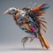 stunning cyborg bird, metallic construction