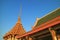 Stunning Decorated Roofs of Wat Khao Di Salak Buddhist Temple against Vivid Blue Sky, Suphanburi Province, Thailand