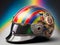 stunning and detailed rendering of Patton\\\'s rainbow of colors iconic helmet