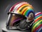 stunning and detailed rendering of Patton\\\'s rainbow of colors iconic helmet