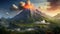 Stunning Digital Painting: Ancient Volcano Eruption In Jungle