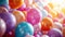 A stunning display of balloons in various hues against a backdrop of birthday excitement