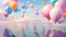 A stunning display of brightly colored balloons soaring through the sky, creating a vibrant and cheerful scene, Balloons of