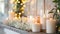 A stunning display of a sp mantle with minimalistic taper candles adding a touch of warmth and ambiance. 2d flat cartoon