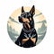 Stunning Dobermann Dog Portrait In Dystopian Cartoon Style
