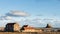 Stunning dramatic landscape image of Lindisfarne, Holy Island in Northumberland England during Winter