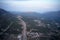 A stunning drone view of the mountain and countryside in the morning.