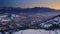 Stunning dusk over snowy zakopane in winter, aerial view