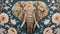 Stunning elephant artwork on floral background depicts wildlife in art. ideal for decor and creative projects