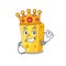 A stunning of emmental cheese stylized of King on cartoon mascot style