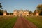 Stunning English stately home Hanbury Hall, red brick Queen Anne style architecture.
