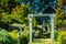 Stunning Entrance Portico Gate classic style decoration of a Public Garden. Column Stone structure element in classic architecture