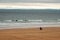 Stunning Fanore beach in county Clare, Ireland. Popular tourist destination. Cloudy sky. Warm sand surface and powerful waves