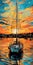 Stunning Fauvist Sailboat Illustration: Beneteau 36.7 In Annapolis Harbor At Sunset