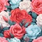 Stunning floral background featuring vibrant roses arranged in a seamless pattern, AI-generated.