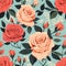 Stunning floral background featuring vibrant roses arranged in a seamless pattern, AI-generated.