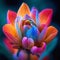 Stunning flower, Closeup multi colored blossomed bud, vibrant beauty