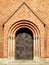 Stunning Front Gate of Roskilde Cathedral in Sunlight, Historic place in Roskilde, Zealand Island, Denmark
