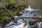 Stunning Frozen Hassafallen Waterfall in Wintry Rural Woodlands