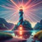 Stunning futuristic lighthouse in 3d