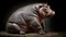 Stunning Genderless Hippopotamus Climbing Up - Mesmerizing Black Background Image