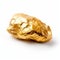 Stunning gold nugget with a radiant gleam, elegantly showcased on a flawless white background