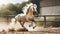 Stunning Golden Horse Captured in Mid-Stride with Flowing White Mane. Stunning Purebred Horse Captured Mid-Gallop.