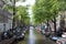 Stunning gracht town canal in the city of Amsterdam on a sunny day